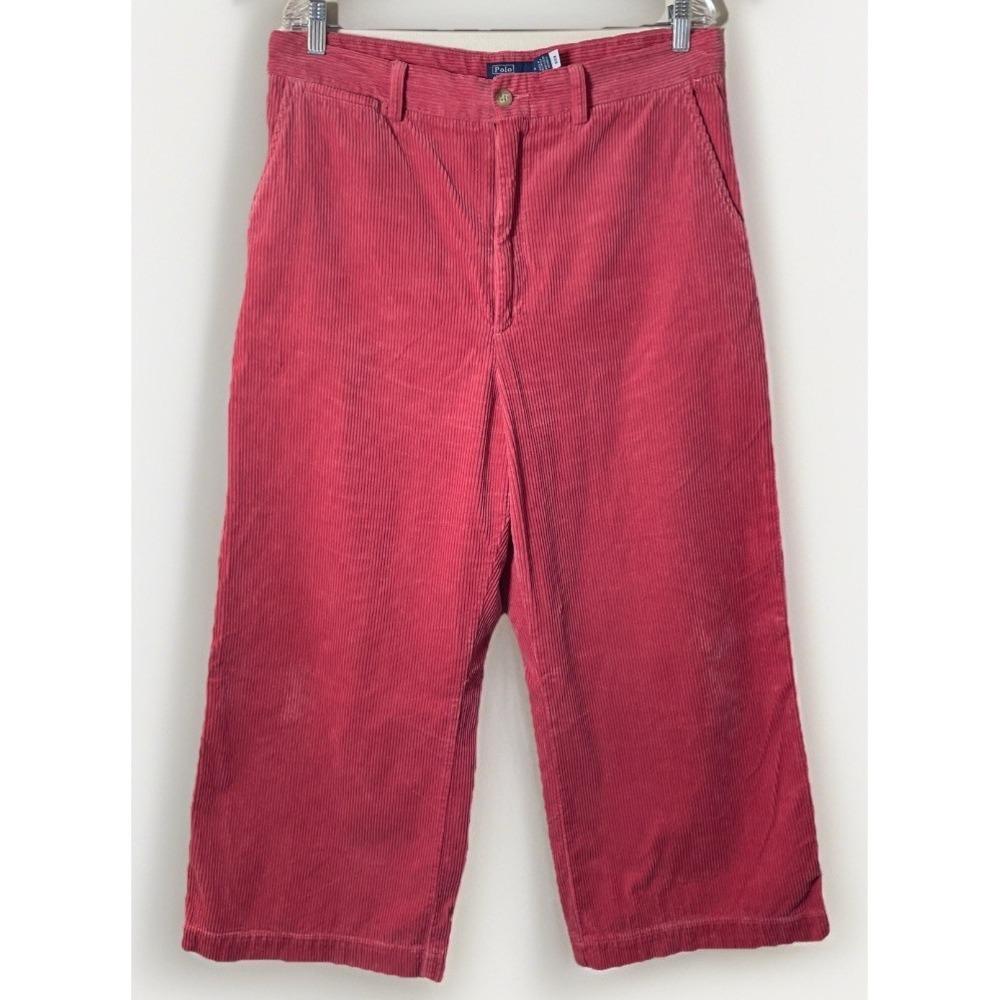 Polo Ralph Lauren Women's Size 14 Wide Leg Cropped Coral Corduroy Pants